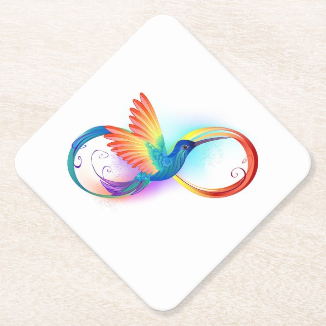 Porta-copo De Papel Arco-íris Hummingbird com símbolo Infinito (Frente)