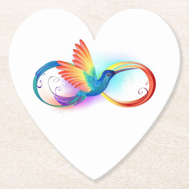 Porta-copo De Papel Arco-íris Hummingbird com símbolo Infinito (Frente)