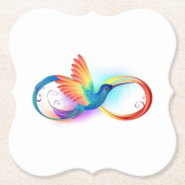 Porta-copo De Papel Arco-íris Hummingbird com símbolo Infinito (Frente)