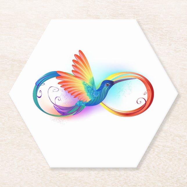 Porta-copo De Papel Arco-íris Hummingbird com símbolo Infinito (Frente)