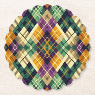Porta-copo De Papel Argyle Mardi Gras verde-roxo amarelo