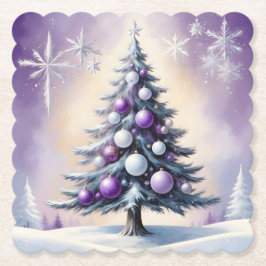 Porta-copo De Papel Art Deco Christmas Purple and Silver Haze