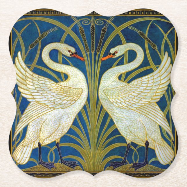 Porta-copo De Papel Art Deco Swans Mouse Pad (Frente)