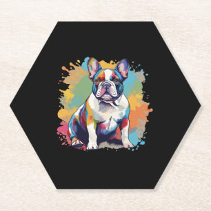 Porta-copo De Papel Arte Colorida de Bulldog Francês para Amantes de C