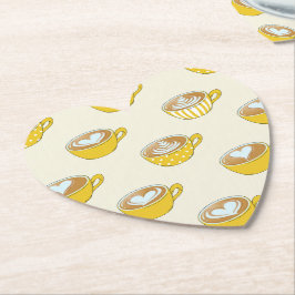 Porta-copo De Papel Arte em Latite em Prato Amarelo de Café