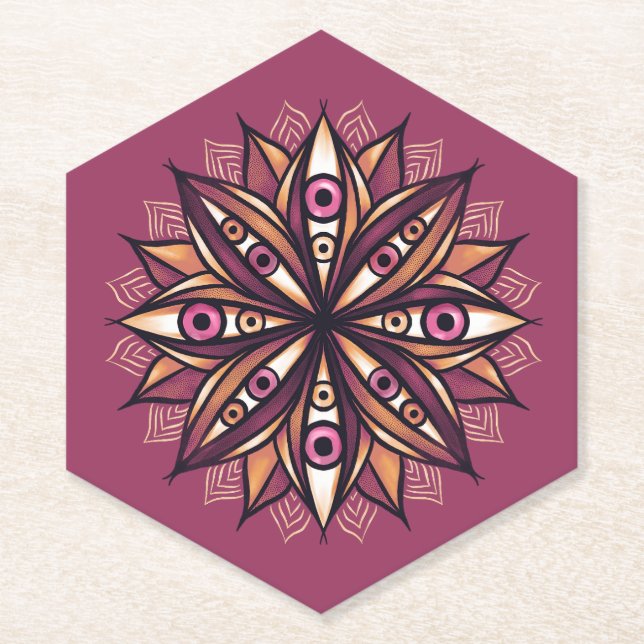 Porta-copo De Papel Arte Flor Psicodélica com Olhos Crepáveis Trippy (Frente)