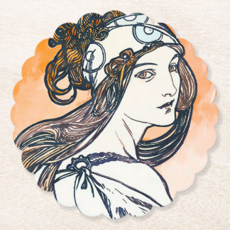 Porta-copo De Papel Arte Nouveau Mulher Glançando Água