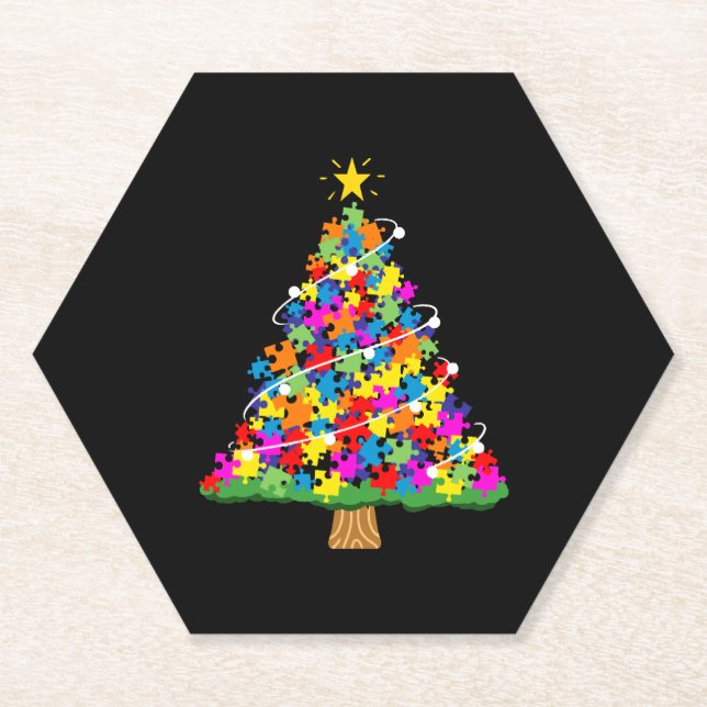Porta-copo De Papel Árvore de Natal Autismo (Frente)