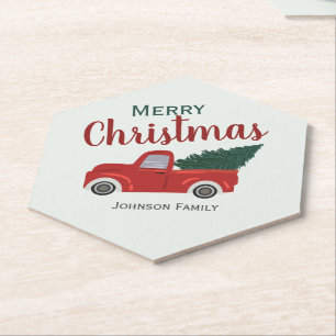 Porta-copo De Papel Árvore de Natal de caminhão vermelho personaliza