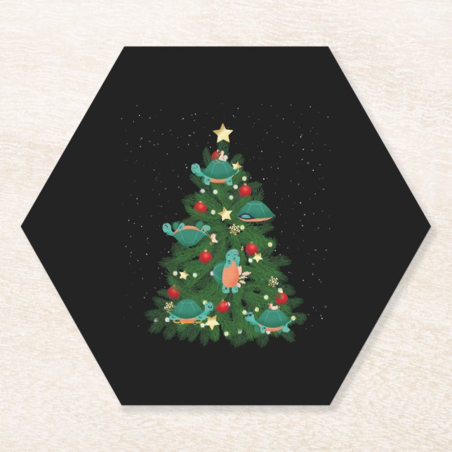 Porta-copo De Papel Árvore de Natal de Tartaruga-do-mar (Frente)