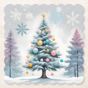 Porta-copo De Papel Árvore de Natal Pastel Clara Azul-Lilás Enfeites