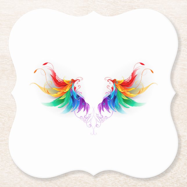 Porta-copo De Papel Asas Fluffy Rainbow (Frente)