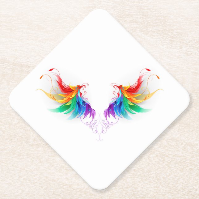 Porta-copo De Papel Asas Fluffy Rainbow (Frente)