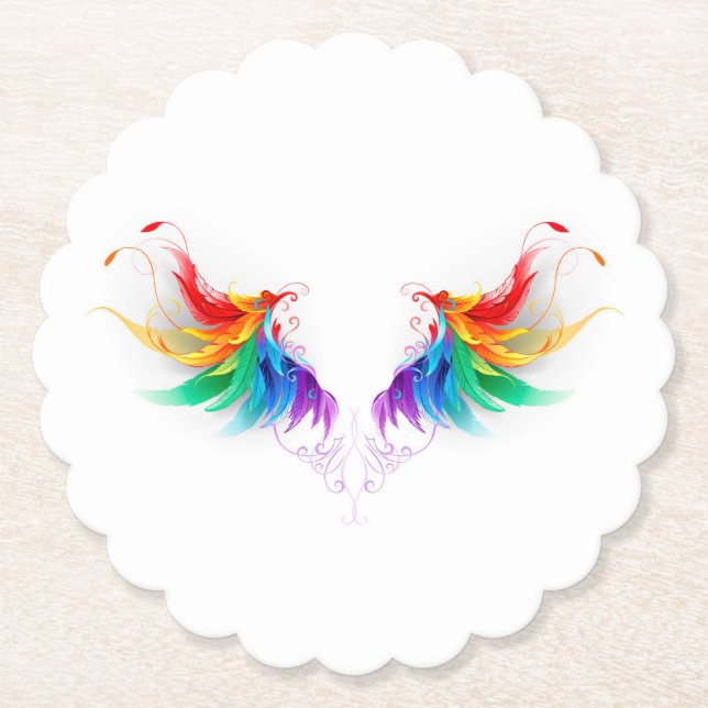 Porta-copo De Papel Asas Fluffy Rainbow (Frente)