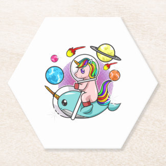 Porta-copo De Papel Astronauta Unicórnio Andando Estreito Universo Esp