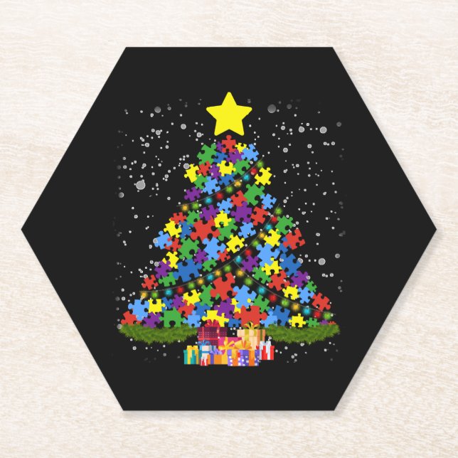 Porta-copo De Papel Autismo - Árvore de Natal (Frente)