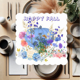 Porta-copo De Papel Autumn Fall Pumpkin Pastel Blue Botanical Floral