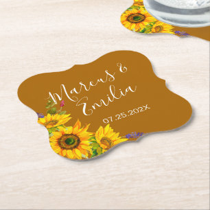 Porta-copo De Papel Autumn Sunflower Wedding