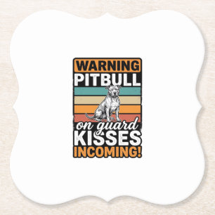 Porta-copo De Papel Avisos de Pitbull Beijos a Caminho Design Vintage
