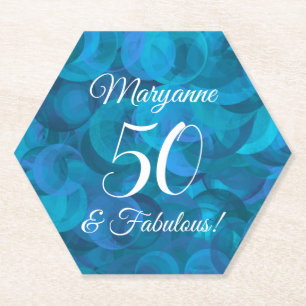 Porta-copo De Papel Azul 50 do oceano Elegante e Festa de aniversário