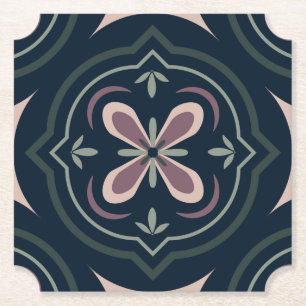 Porta-copo De Papel Azulejos Geométricos Florais Terrosos