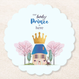 Porta-copo De Papel Baby Boy Crowan Blue Dourado Fairy Prince Castle