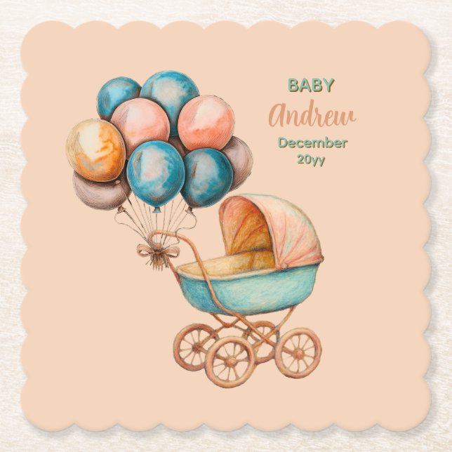 Porta-copo De Papel Baby Carriage Coaster (Frente)
