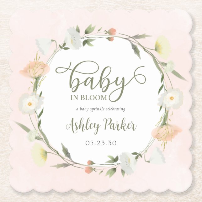 Porta-copo De Papel Baby In Bloom Flor de Bebê Silvestre Chuveirinho (Frente)