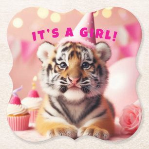 Porta-copo De Papel Baby Reveal Girl Tiger
