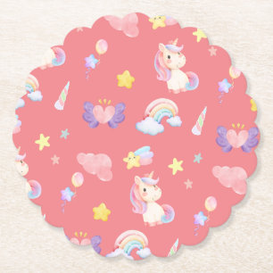Porta-copo De Papel Balão-arco-íris de unicórnio rosa-claro