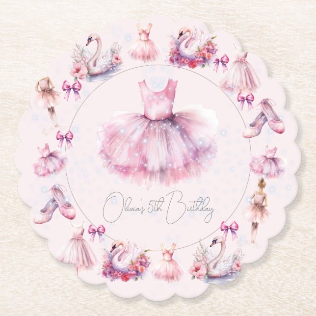 Porta-copo De Papel Ballerina Rosa Personalizada - Aniversário (Frente)