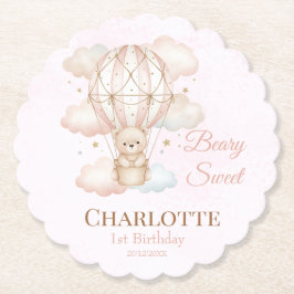 Porta-copo De Papel Baloão de Ar Quente Beary Sweet para 1º Aniversári