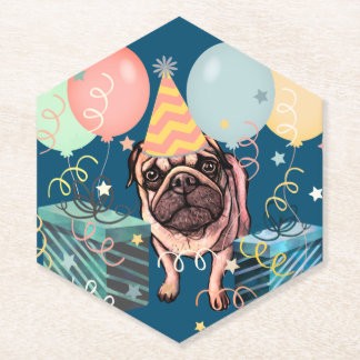 Porta-copo De Papel Balões de Celebração da Festa Pug Cão Foto Confete