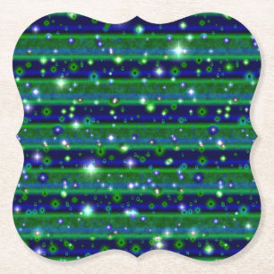 Porta-copo De Papel Bandas verdes azuis com estrelas e gotas de chuva