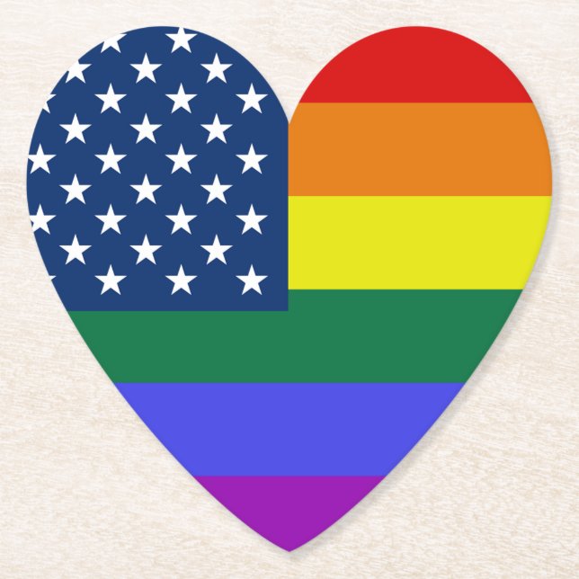 Porta-copo De Papel Bandeira Americana do Orgulho LGBT com Estrelas (Frente)