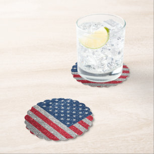Porta-copo De Papel Bandeira Americana Patriótica com Brilho