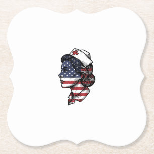 Porta-copo De Papel Bandeira Americana Vintage Perfil de Enfermeira De