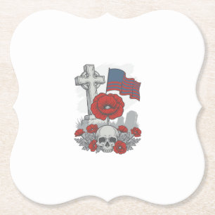 Porta-copo De Papel Bandeira Cruz da Papoula Memorial Ilustração Vinta