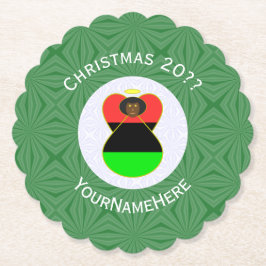 Porta-copo De Papel Bandeira de Natal do Anjo Africano-Americano Perso