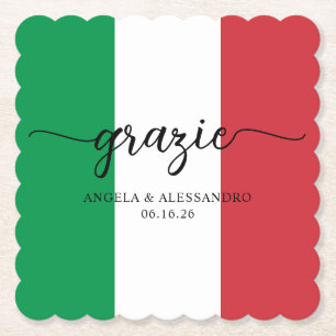 Porta-copo De Papel Bandeira Italiana Elegante Caligrafia Grazie