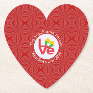 Porta-copo De Papel Bandeira Vermelha do Amor Personalizada de Mianmar