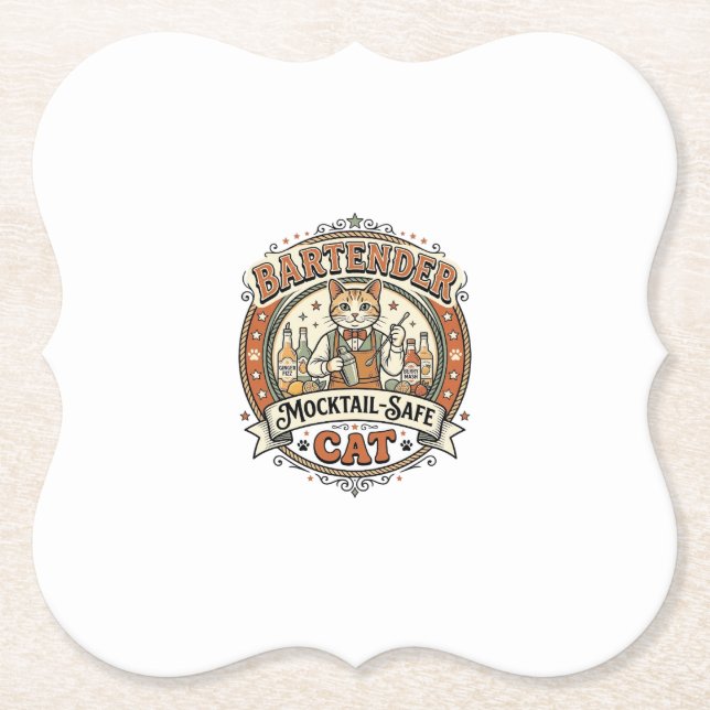 Porta-copo De Papel Barman Mocktail-Safe Gato Barman Mocktail-Safe (Frente)