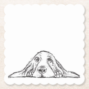 Porta-copo De Papel basset hound preto branco simples olhos de cachorr