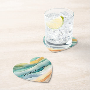 Porta-copo De Papel Beach Aqua Green Ocean Cream Weding