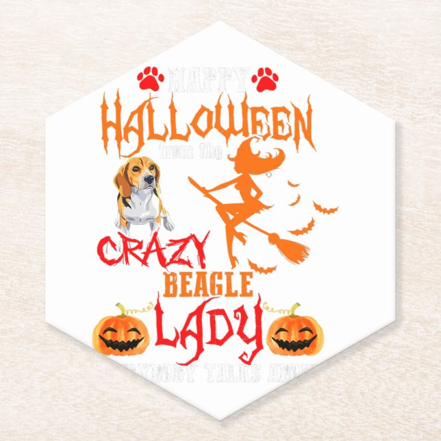 Porta-copo De Papel Beagle Happy Halloween Crazy Beagle Lady (Frente)