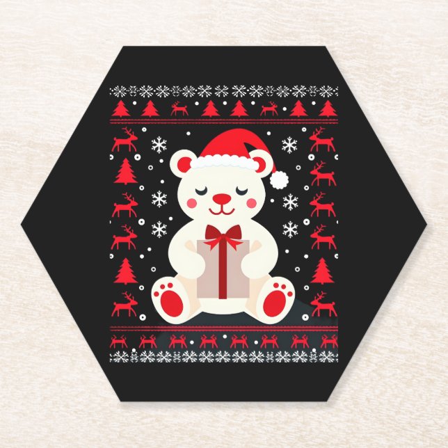 Porta-copo De Papel Bear Natal (1) (Frente)