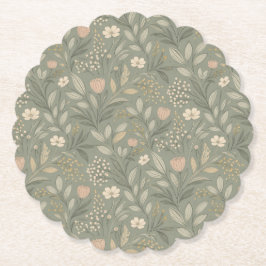 Porta-copo De Papel Beautiful Flowers on Sage Green Earthy Tone