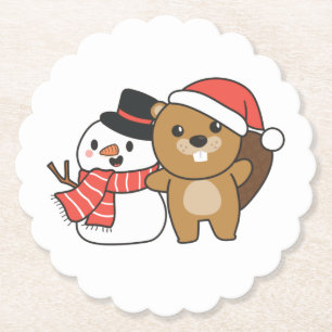 Porta-copo De Papel Beaver Com Neve No Inverno No Natal