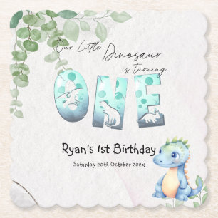 Porta-copo De Papel Bebê Dinossauro Aquarela Fofa Aniversário de 1 Ano