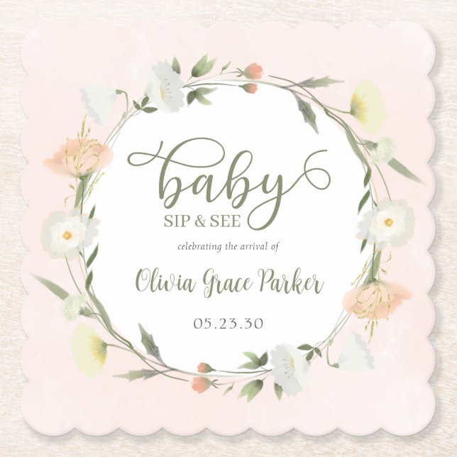 Porta-copo De Papel Bebê Flor Silvestre Beba e Veja (Frente)